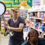 Woody Harrelson and Jesse Eisenberg star in Zombieland, another undead comedy from first-time feature director Ruben Fleischer. Nathin Rabin at The Onion calls it a "winning new road movie/horror-comedy." Eisenberg plays "a meek young man whose preternatural cautiousness allowed him to survive a zombie apocalypse," who joins forces with a "gun-toting, Twinkies-obsessed roughneck (Harrelson) whose badass exterior belies a sentimental side... Though Eisenbergâs excessive voiceover narration bogs down the first act, the film quickly evolves into a crackling zombie romp powered by a clever script, goofy physical comedyâthe filmmakers get a lot of mileage out of Harrelsonâs amusingly over-the-top means of dispatching the undeadâand the yin-yang comic chemistry of the eternally adorable Eisenberg and good-olâ-boy Harrelson."